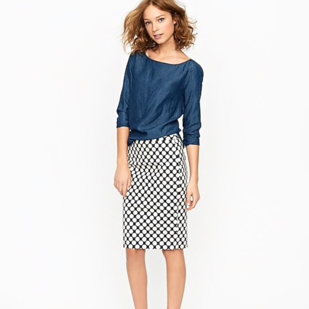 J.Crew Factory Pencil Skirt Pop Art Polkadot